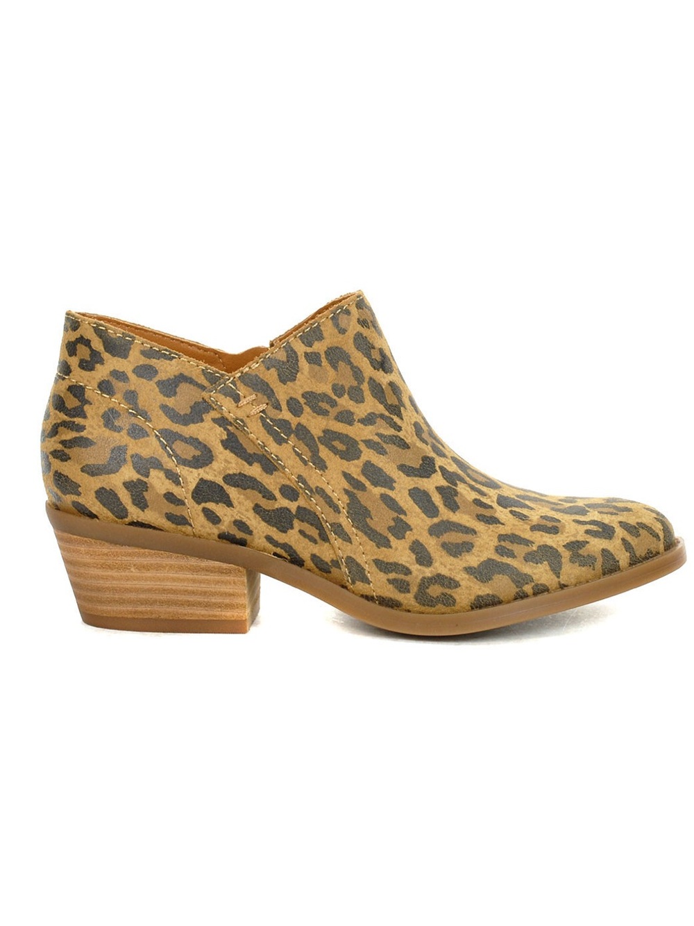 Lucky Leopard Print Low Heel Tan/Black Franky Leather Booties size 6.5